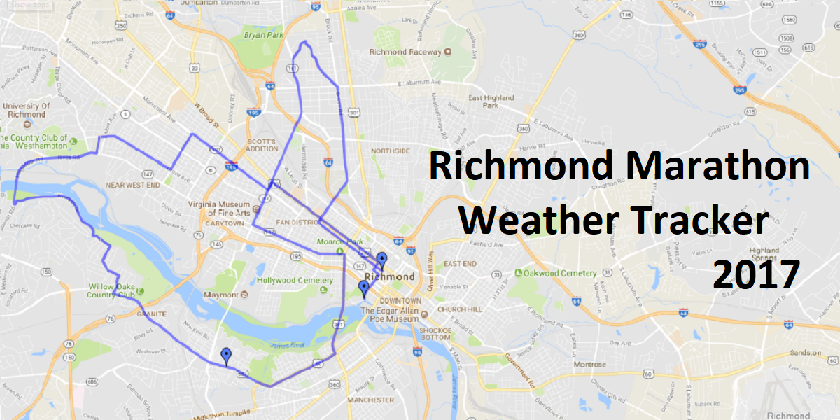 2017 Richmond Marathon Course Weather Forecast Tracker