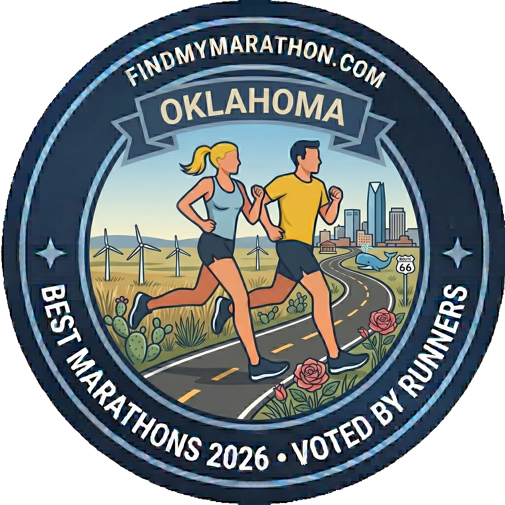 Oklahoma state-themed winner badge
