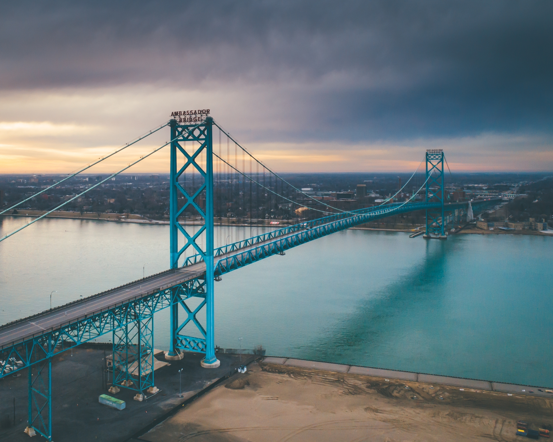 Ambassador Bridge on the Detroit Marathon course